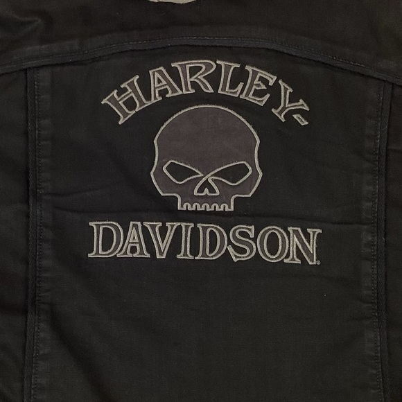 Harley Davidson Embroidered Denim Twill with Removable Hoodie Black. Sz M - Picture 3 of 9